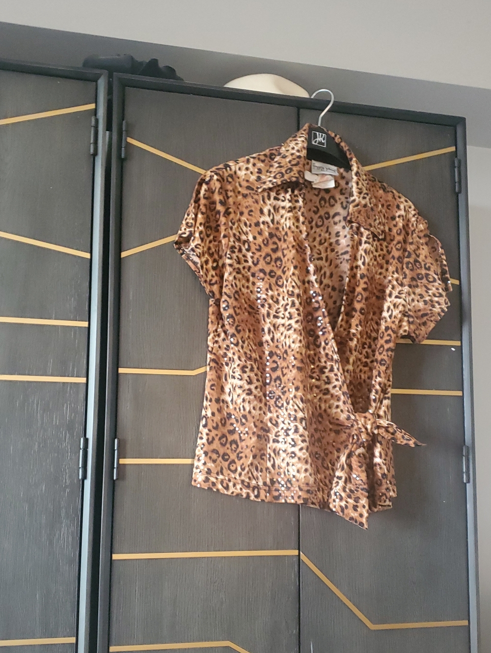 Joseph Ribkoff Leopard-Print Wrap Blouse - Brown/Tan